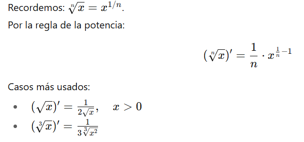reglas de derivación