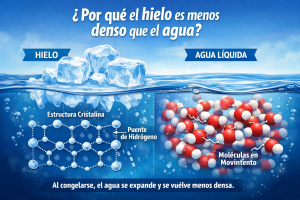 por qué el hielo es menos denso que el agua